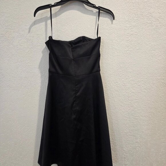 White House Black Market Strapless Black Satin Cocktail Dress - Picture 2 of 7